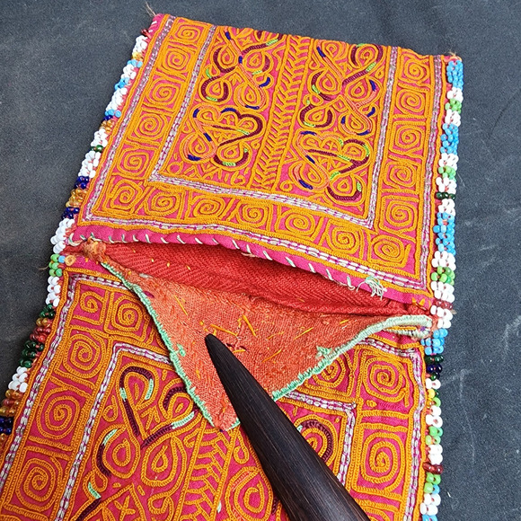Kuchi Embroidered Pouch Wallet Central Asian Handmade Multi-Color Beads - Picture 5 of 11